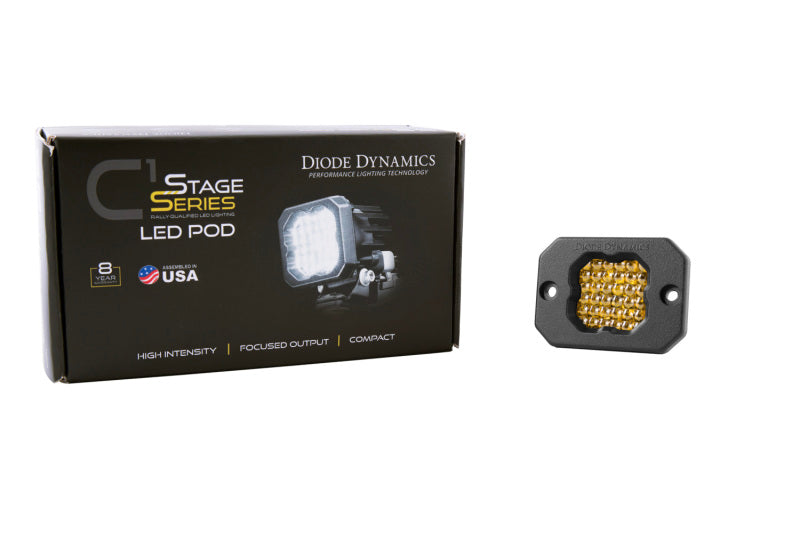 Diode Dynamics Stage Series C1 LED Pod Sport - Yellow Flood Flush ABL Each - GTR Auto
