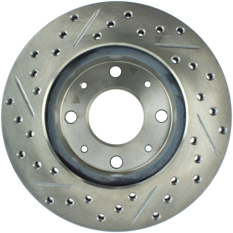 StopTech 90-91 Honda CRX HF 1.5L / 00-06 Honda Insight MIT/CVT Slotted & Drilled Left Front Rotor