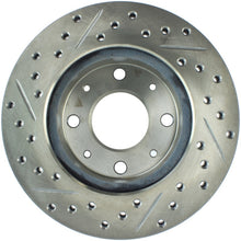 Load image into Gallery viewer, StopTech 90-91 Honda CRX HF 1.5L / 00-06 Honda Insight MIT/CVT Slotted &amp; Drilled Left Front Rotor