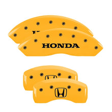 Load image into Gallery viewer, MGP 4 Caliper Covers Engraved Front Honda Engraved Rear H Logo Yellow finish black ch