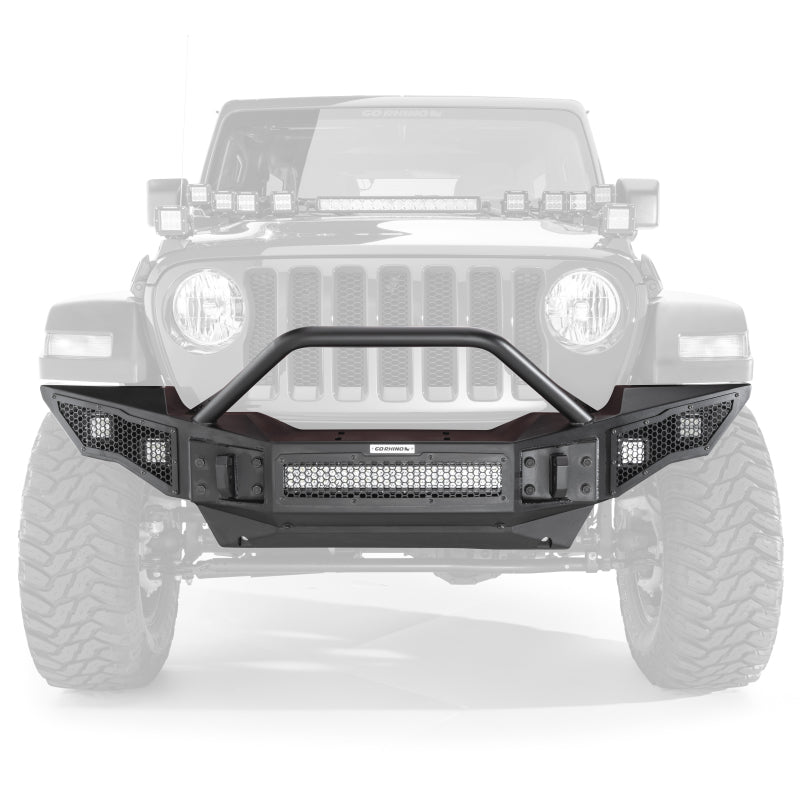 Go Rhino 07-20 Jeep Wrangler JL/JLU/JK/JKU/Gladiator JT Rockline Full Width Bumper w/ Overrider - GTR Auto