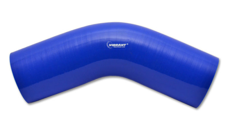 Vibrant 4 Ply Reinforced Silicone Elbow Connector - 3.5in I.D. - 45 deg. Elbow (BLUE)