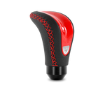 Momo Combat Evo Shift Knob - Black Leather, Red Insert, Red Stitching