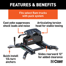 Load image into Gallery viewer, Curt A16 5th Wheel Hitch w/Roller and Ram Puck System Adapter