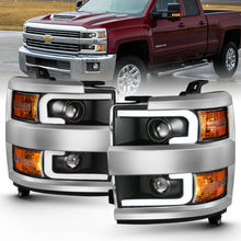 Load image into Gallery viewer, ANZO 2015-2016 Chevrolet Silverado Projector Headlights w/ Plank Style Design Black w/ Amber