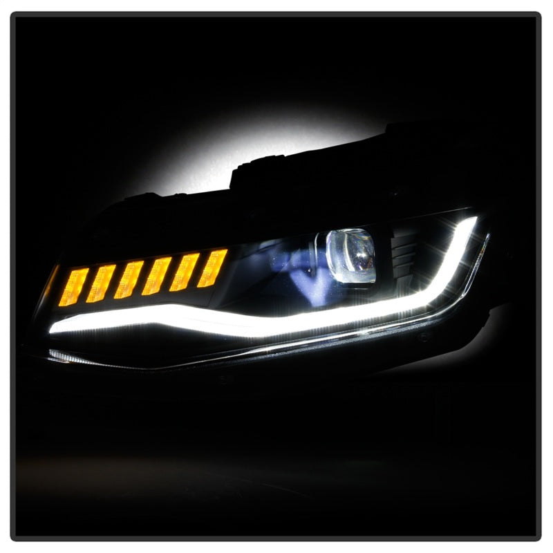 Spyder Chevy Camaro 16-18 Halogen Model Full LED Headlights Black PRO-YD-CCAM16HALAP-SEQ-BK