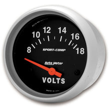 Load image into Gallery viewer, Autometer Sport-Comp 2 5/8in 8-18 Volt Short Sweep Electric Voltmeter Gauge