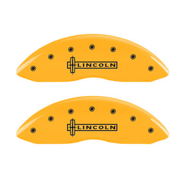MGP 4 Caliper Covers Engraved Front & Rear Lincoln Yellow finish black ch
