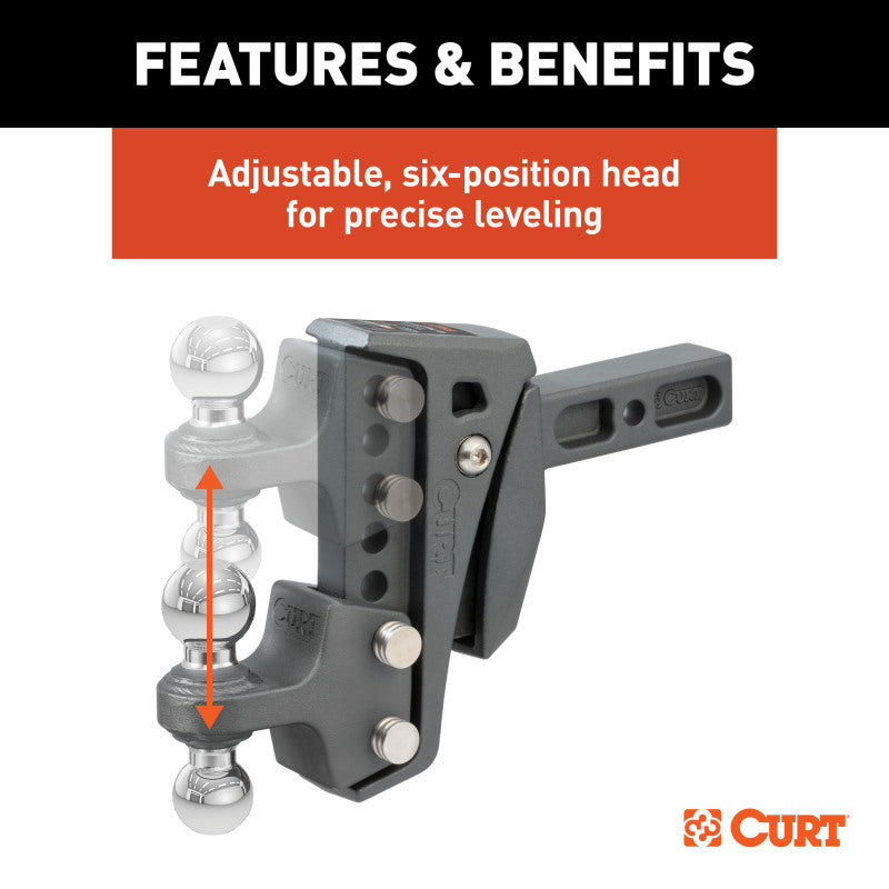 Curt Rebellion XD 2in / 2-5/15in Cushion Hitch Ball Mount w/ 2in Shank