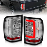 ANZO 2001-2011 Ford  Ranger LED Tail Lights w/ Light Bar Chrome Housing Clear Lens