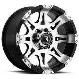 Raceline 982 Raptor 18x9in / 8x165.1 BP / 20mm Offset / 125.2mm Bore - Black & Machined Wheel