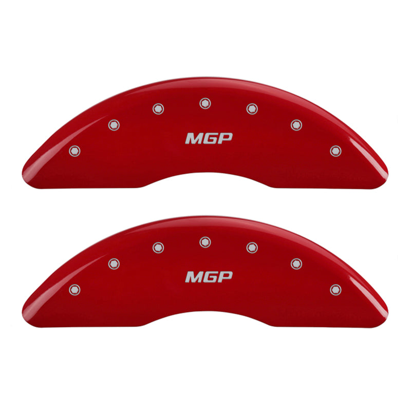 MGP Set of 4 Caliper Covers, Engraved Front and Rear: Red Powder Coat Finish, Silver Characters.