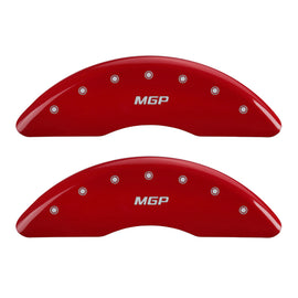 MGP 4 Caliper Covers Engraved Front and Rear: Red Powder Coat Finish, Silver Characters