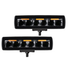 Load image into Gallery viewer, Go Rhino Xplor Blackout Combo Series Sixline LED Spot Lights w/Amber (Surface Mount) - Blk (Pair)