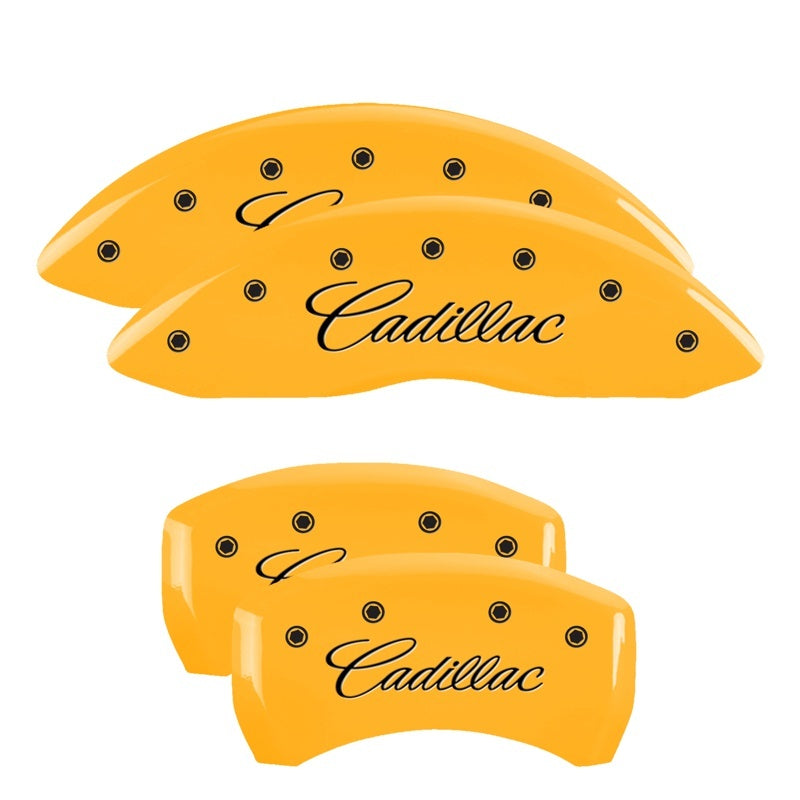 MGP 4 Caliper Covers Engraved Front & Rear MGP Yellow finish black ch