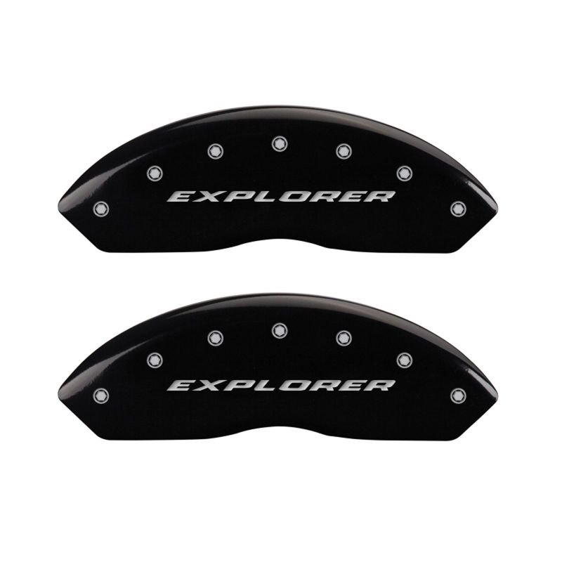 MGP 4 Caliper Covers Engraved Front & Rear Explorer Black finish silver ch