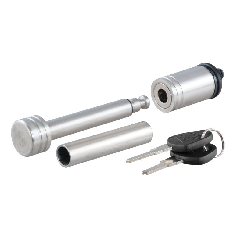 Curt 1/2in Hitch Lock w/5/8in Adapter (1-1/4in or 2in Receiver Barbell Stainless)