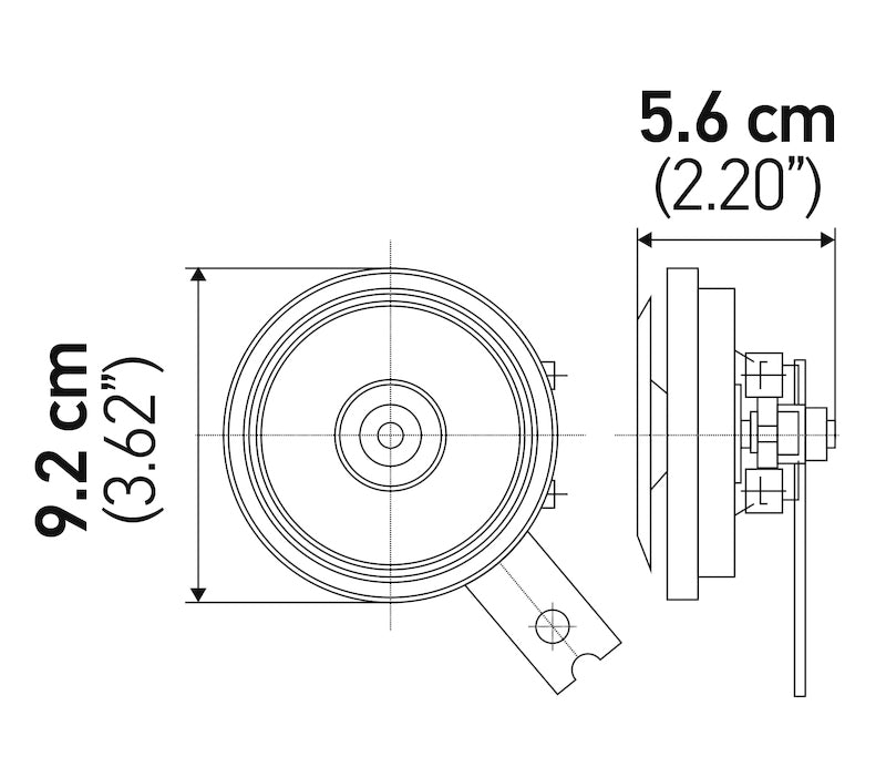 Hella Horn Bl Blk Disc Ht 92Mm 12V Univ