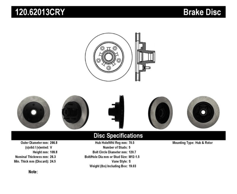 Stoptech 89-92 Chevy Camaro/89-95 S-10 Blazer 2WD / 89-92 Pontiac Firebird CRYO-STOP Brake Rotors