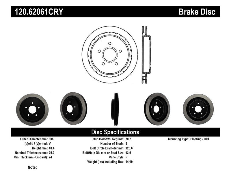 Stoptech 97-10 Chevy Corvette Left Rear CRYO-STOP Rotor