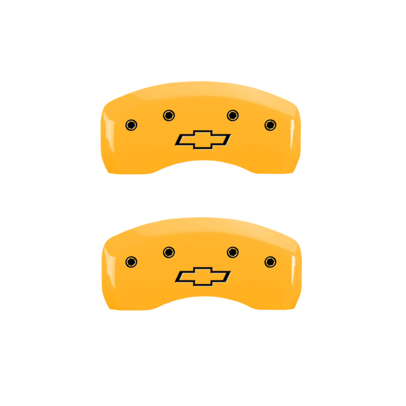 MGP 4 Caliper Covers Engraved Front & Rear Bowtie Yellow Finish Black Char 2008 Chevrolet Impala