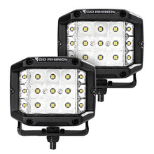 Load image into Gallery viewer, Go Rhino Xplor Bright Series Sideline Cube LED Spot Light Kit (Surface Mount) 4x3 - Blk (Pair)