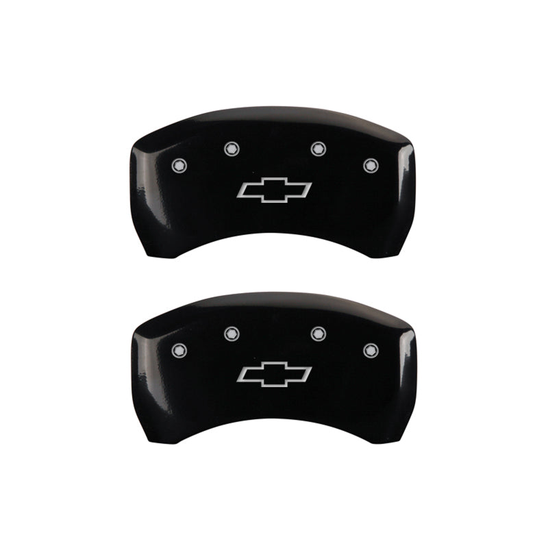 MGP 4 Caliper Covers Engraved Front & Rear Bowtie Black finish silver ch