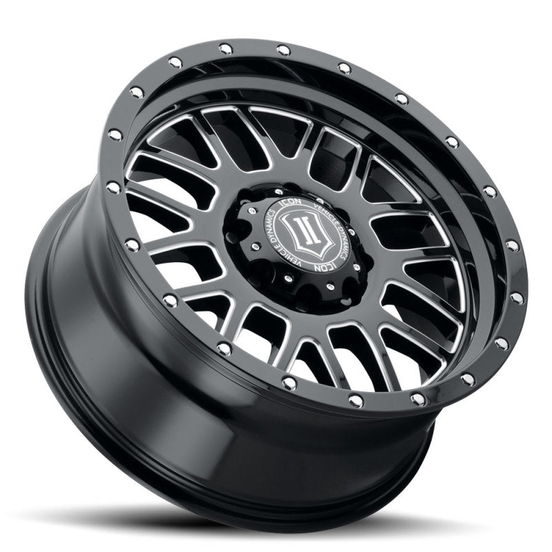 ICON Alpha 20x9 5x150 16mm Offset 5.625in BS Gloss Black Milled Spokes Wheel