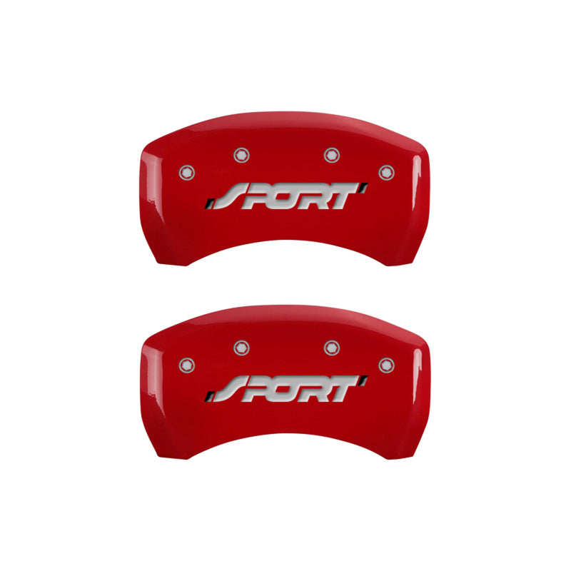 MGP 4 Caliper Covers Engraved Front & Rear SPORT Red finish silver ch