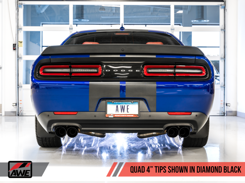 AWE Tuning 2017+ Dodge Challenger 5.7L Touring Edition Exhaust - Resonated - Diamond Black Quad Tips