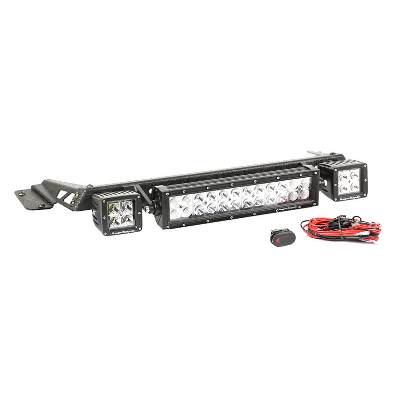 Rugged Ridge 97-06 Jeep Wrangler TJ Black 2 Cube 13.5in Hood Mounted Light Bar Kit