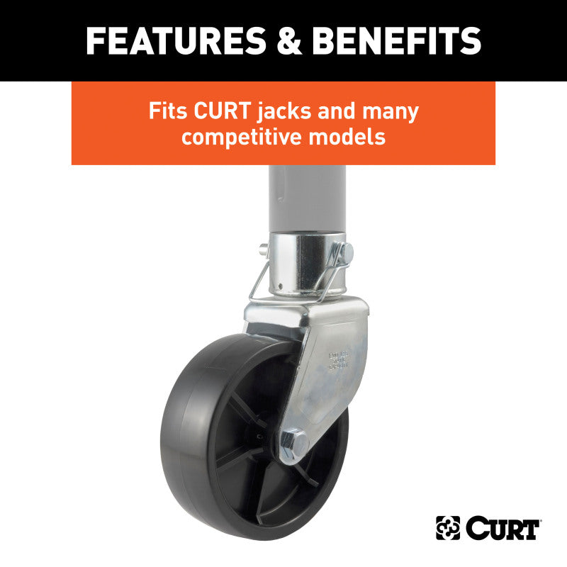 Curt 6in Jack Caster (Fits 2in Tube 2000lbs)