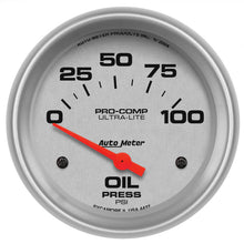 Load image into Gallery viewer, Autometer Ultra-Lite 66.7mm Short Sweep Electronic 0-100 PSI Oil Pressure Gauge