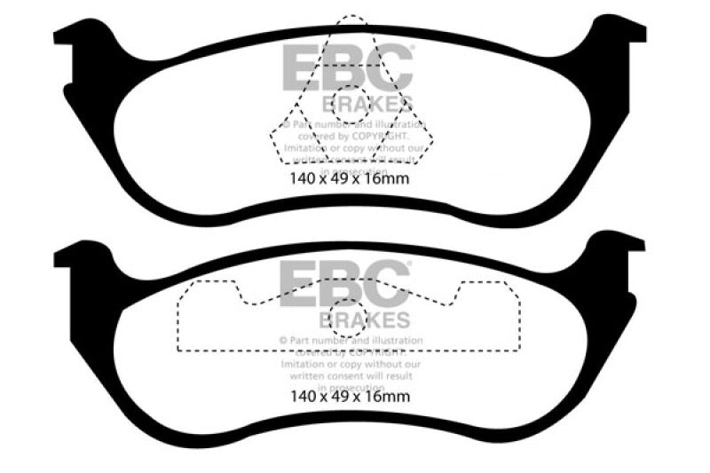 EBC 95-97 Ford Crown Victoria (Police) 4.6 (Steel) (ABS) Greenstuff Rear Brake Pads