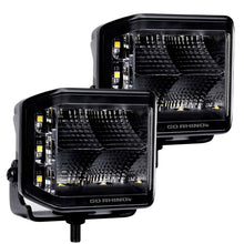 Load image into Gallery viewer, Go Rhino Xplor Blackout Series Cube LED Sideline Flood Light Kit (Surface Mount) 4x3 - Blk (Pair)