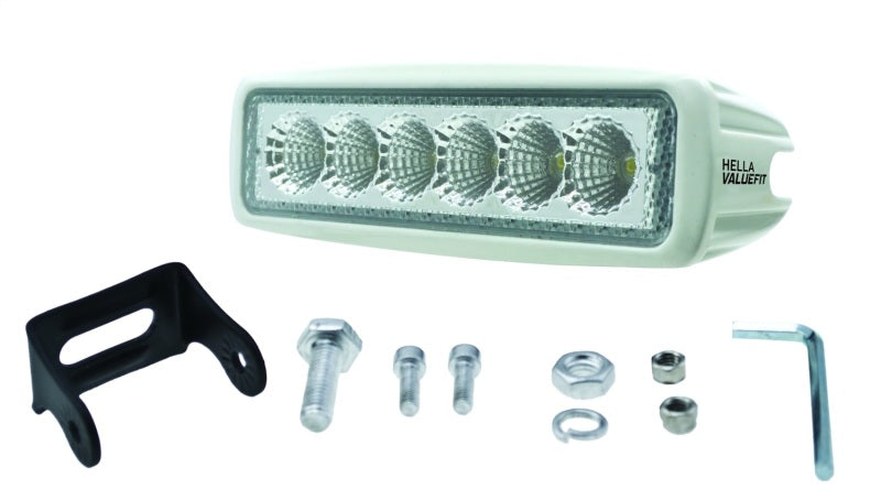 Hella Value Fit Mini Flush Mount 7.7in - 18W White Housing Flood Beam LED Light Bar