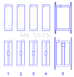 King Engine Bearings Small Block Chevy (Size STDX) Silicon Aluminum Bi-Metal Main Bearing Set