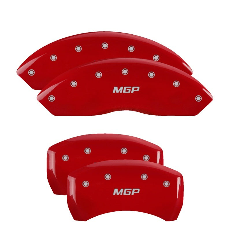 MGP 4 Caliper Covers Engraved F & R Chevy Racing Red Finish Silver Char 2018 Chevrolet Equinox