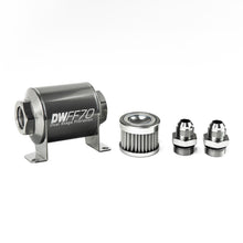Load image into Gallery viewer, DeatschWerks Stainless Steel 8AN 5 Micron Universal Inline Fuel Filter Housing Kit (70mm)