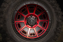 Load image into Gallery viewer, ICON Victory 17x8.5 6x135 6mm Offset 5in BS Satin Black w/Red Tint Wheel