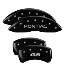 Load image into Gallery viewer, MGP 4 Caliper Covers Engraved Front Pontiac Engraved Rear G8 Black finish silver ch