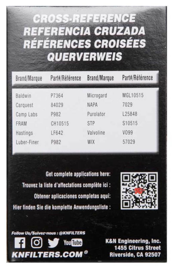 K&N Performance Oil Filter for Hyundai/Kia 3.8L V6, 4.6L/5.0L V8