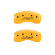 Load image into Gallery viewer, MGP 4 Caliper Covers Engraved Front &amp; Rear Impala style/SS Yellow finish black ch