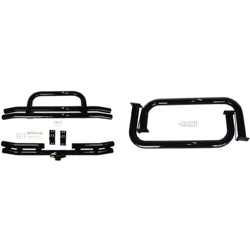 Rugged Ridge 3-In Tubular Bumper&Side Step Kit Black 87-06 Wrangl