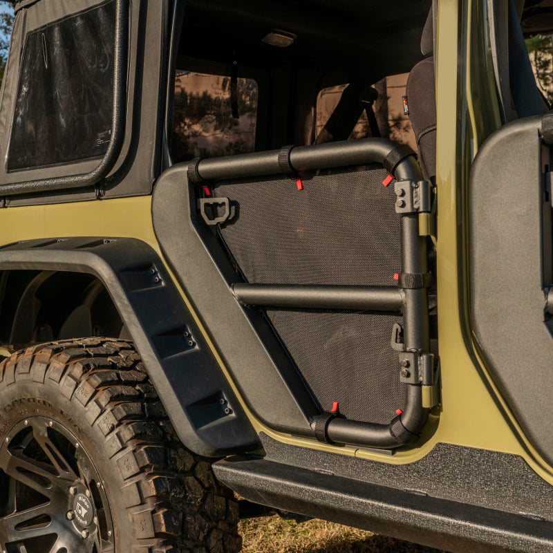 Rugged Ridge Fortis Tube Door Covers Rear Set Black 07-18 Jeep Wrangler JKU