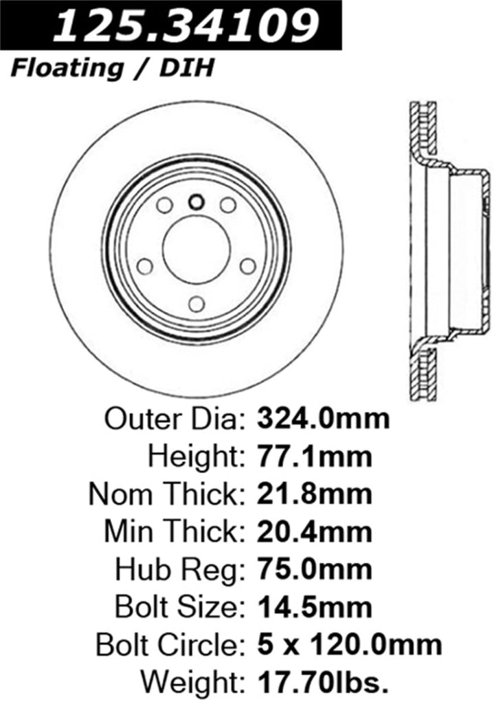 Stoptech 08-09 BMW 135i Coupe Rear Premium High-Carbon Rotor