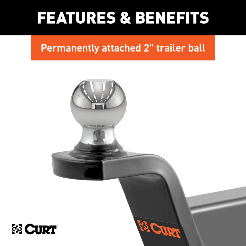 Curt Fusion Ball Mount w/2in Ball (2in Shank 7500lbs 2in Rise)