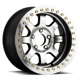 Raceline RT260 Avenger 17x8.5in/5x127 BP/-32mm Offset/83.82mm Bore - Black & Machined Beadlock Wheel