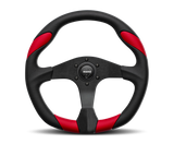 Momo Quark Steering Wheel 350 mm - Black Poly/Black Spokes/Red Inserts