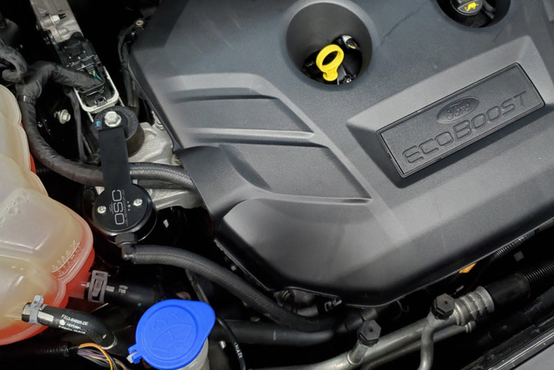 J&amp;L 13-19 Ford Fusion 2.0L EcoBoost Passenger Side Oil Separator 3.0 - Black Anodized